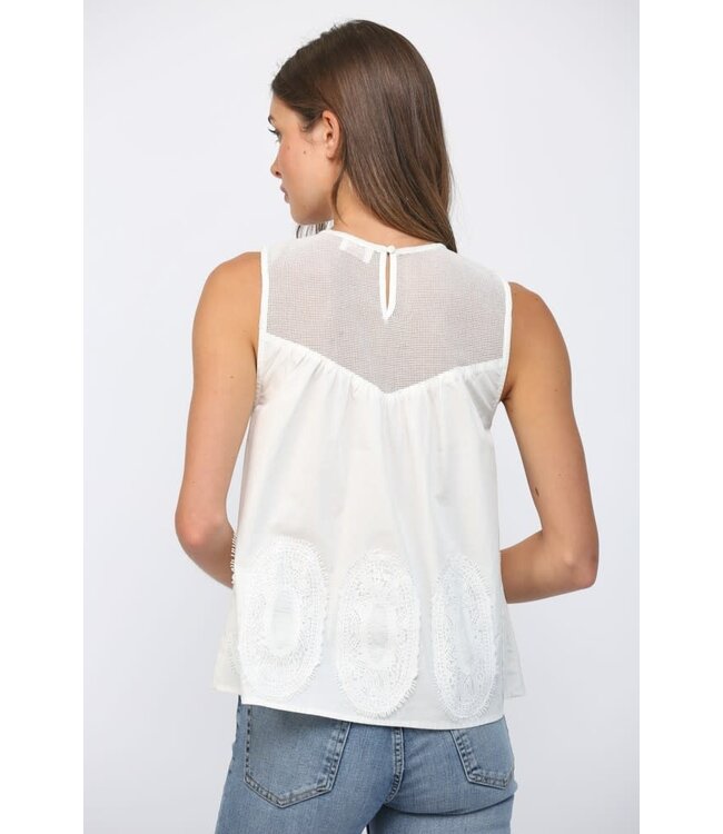 Lace Applique Off White Top