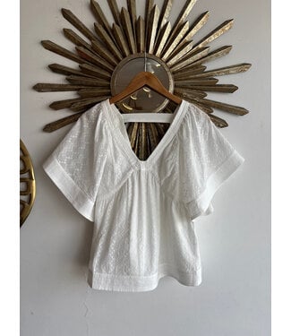 Top Stitch Eyelet Top