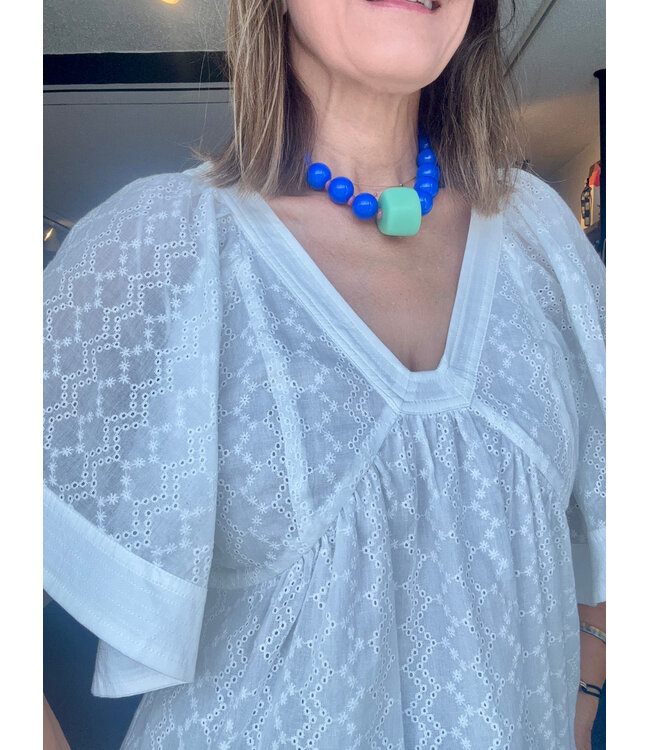 Top Stitch Eyelet Top