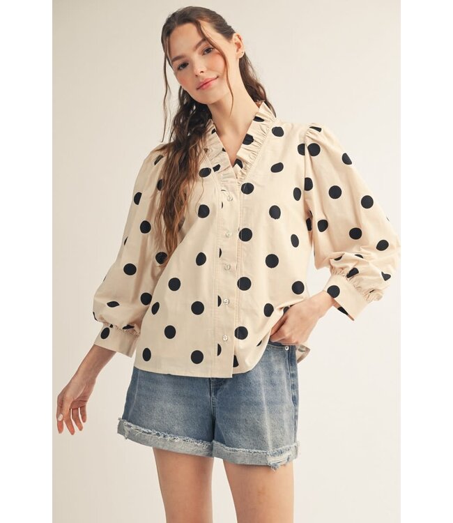 Cream Polka Dot Top