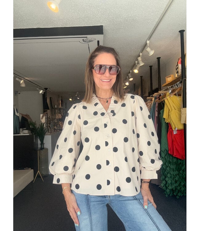 Cream Polka Dot Top