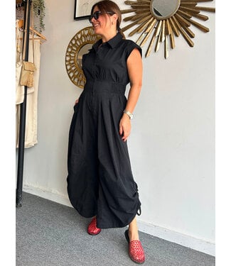 Black Ruched Jumpsuit
