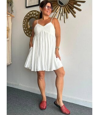 White Smocked Mini Dress