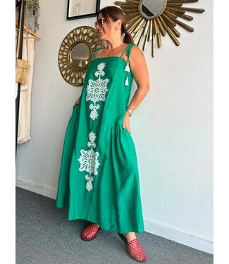 Green Embroidered Maxi Dress