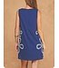 Floral Loop Embroidered Sleeveless Linen Mini Dress