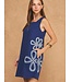 Floral Loop Embroidered Sleeveless Linen Mini Dress