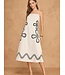 Embroidered Sleeveless Linen Midi Dress