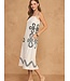 Embroidered Sleeveless Linen Midi Dress