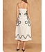 Embroidered Sleeveless Linen Midi Dress