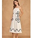 Embroidered Sleeveless Linen Midi Dress