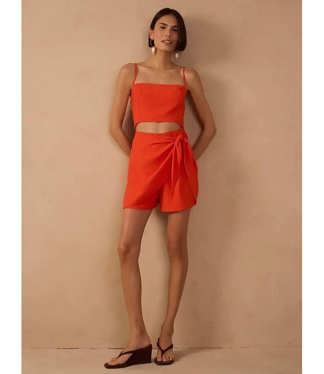 Red Pitanga Cut-Out Side Tie Romper