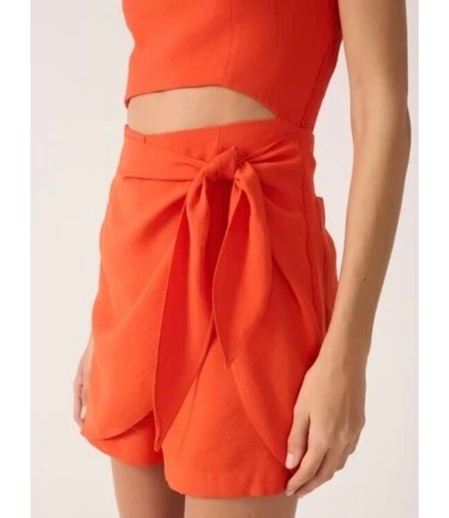 Red Pitanga Cut-Out Side Tie Romper