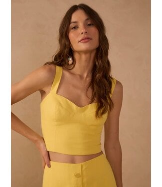 Dress To Yellow Day Smocked Linen Crop Top