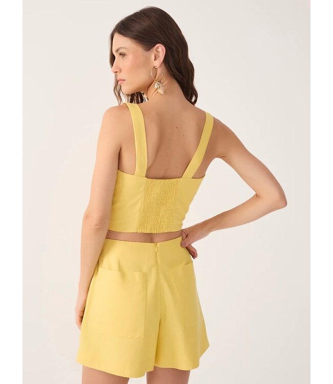 Yellow Day Smocked Linen Crop Top