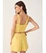 Yellow Day Buttons Back Pockets Linen Shorts