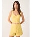 Yellow Day Buttons Back Pockets Linen Shorts