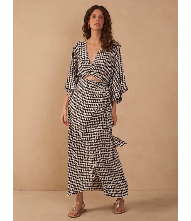 Blue Escama Cut Out Knot Maxi Dress