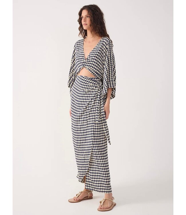 Blue Escama Cut Out Knot Maxi Dress