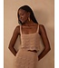 Beige Summer Tricot Waves Crop Top