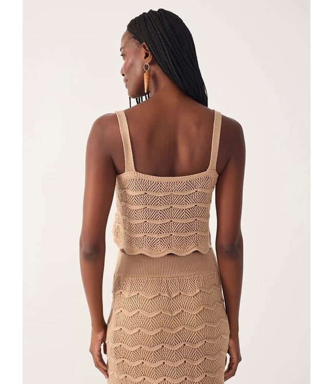 Beige Summer Tricot Waves Crop Top