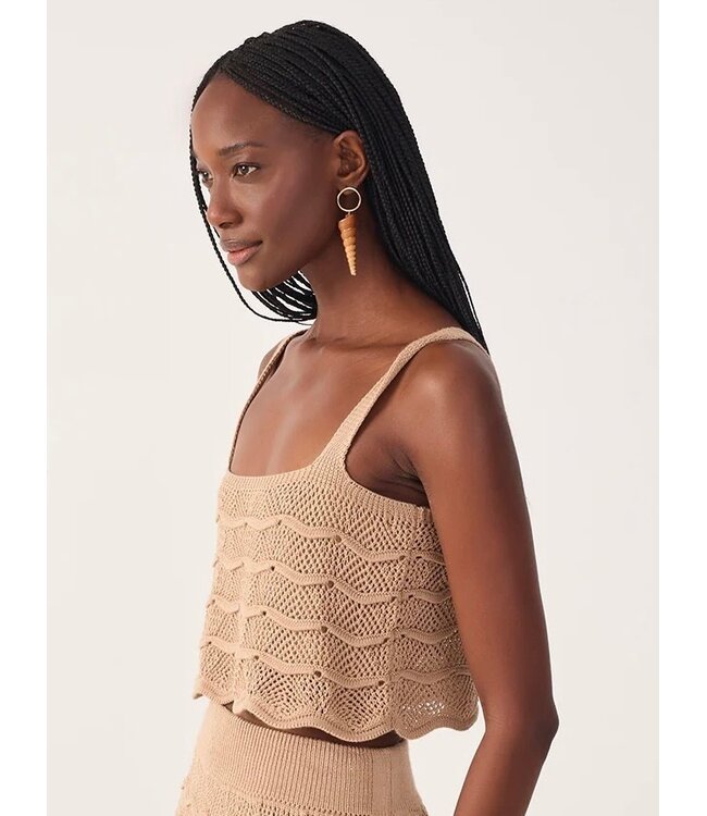 Beige Summer Tricot Waves Crop Top