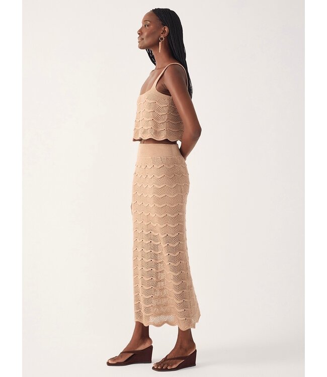 Beige Summer Tricot Waves Maxi Skirt