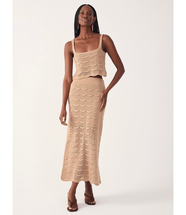 Beige Summer Tricot Waves Maxi Skirt