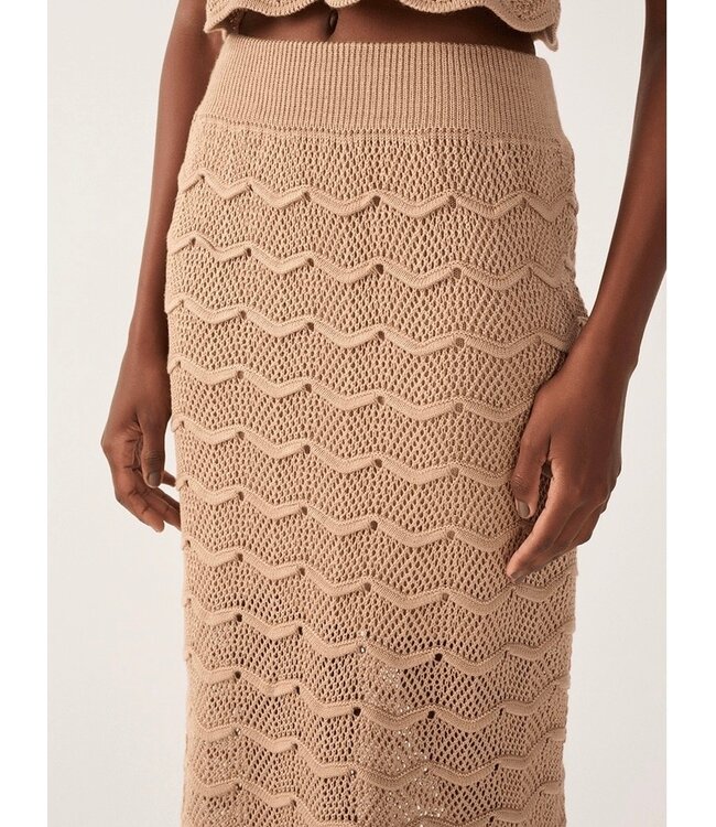 Beige Summer Tricot Waves Maxi Skirt