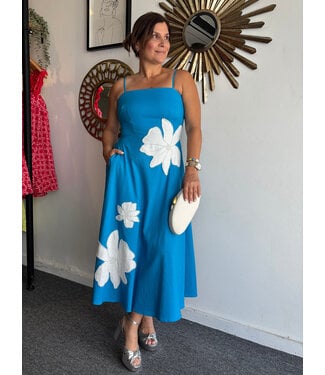 Floral Pearl Applique Midi Dress