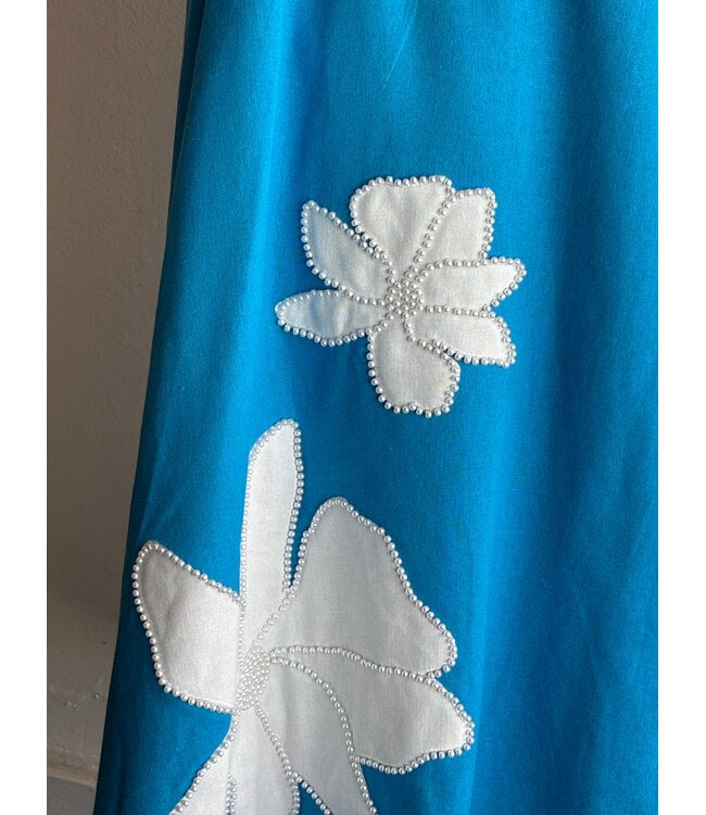 Floral Pearl Applique Midi Dress