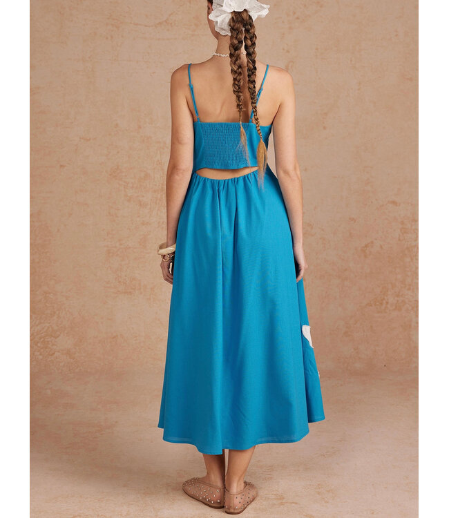 Floral Pearl Applique Midi Dress