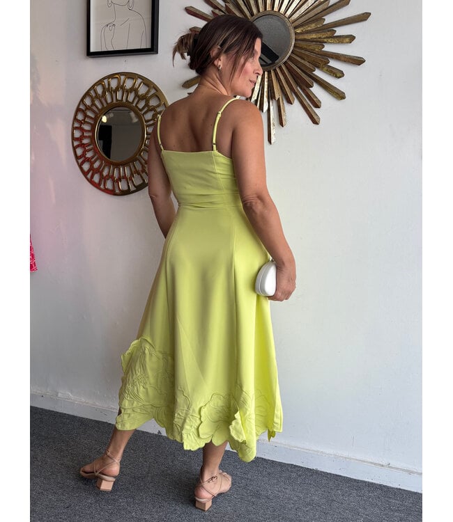 3D Floral Applique Midi Dress