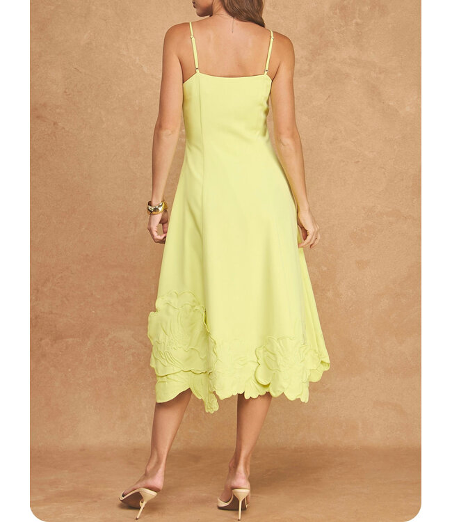 3D Floral Applique Midi Dress