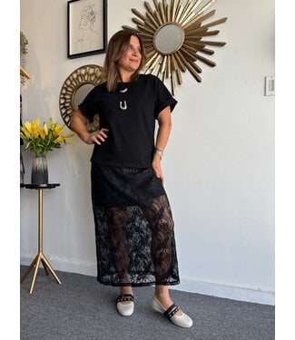 Black Knit Contrast Sequins Long Dress