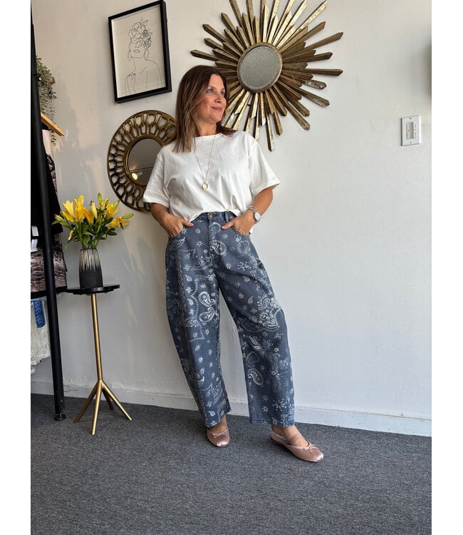 Paisley Print Washed Pant