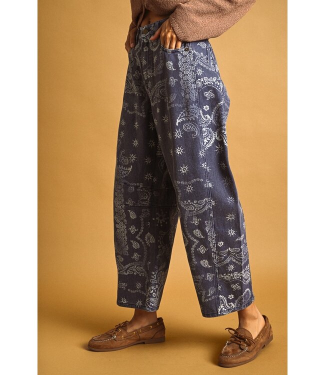 Paisley Print Washed Pant