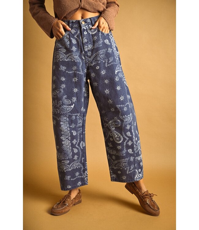 Paisley Print Washed Pant