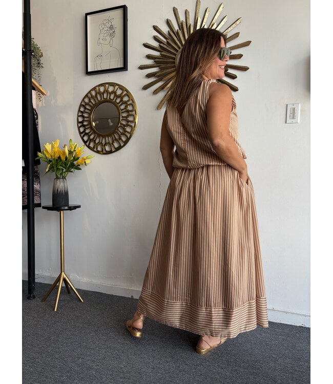 Striped Midi Skirt Set