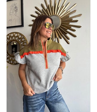 Quarter Zip Color Block Top