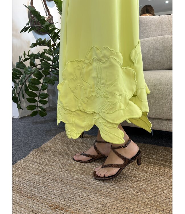 3D Floral Applique Midi Dress