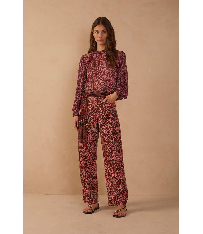 Brown Felina Printed Straight Pants