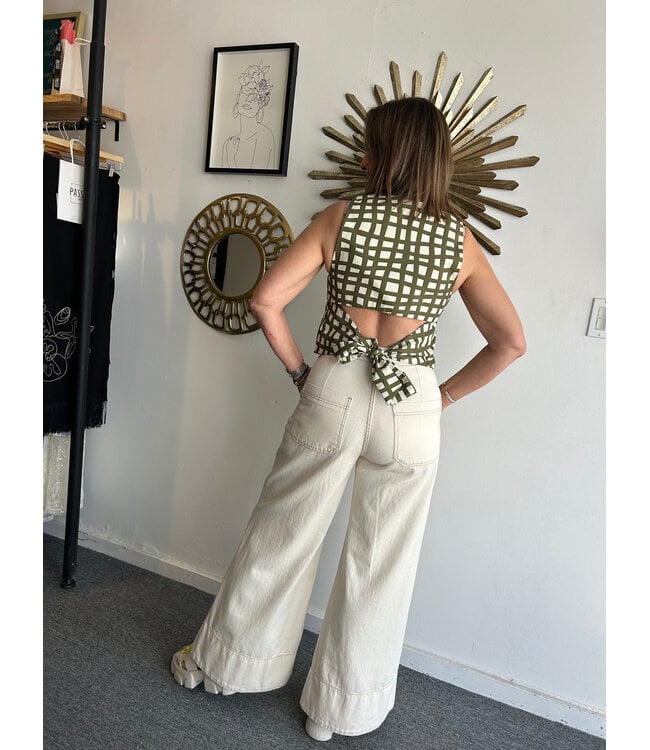 Trama Unique Buttons Sleeveless Linen Vest