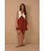 Brown Deserto V Neck Sleeveless Mini Dress