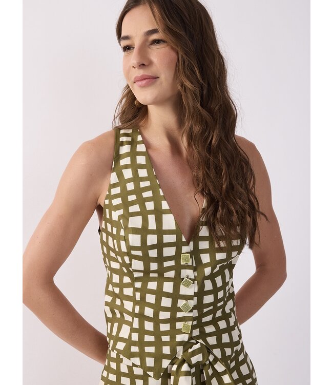 Trama Unique Buttons Sleeveless Linen Vest