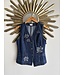 Embroidered V neck Denim Vest