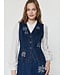 Embroidered V neck Denim Vest