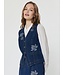 Embroidered V neck Denim Vest