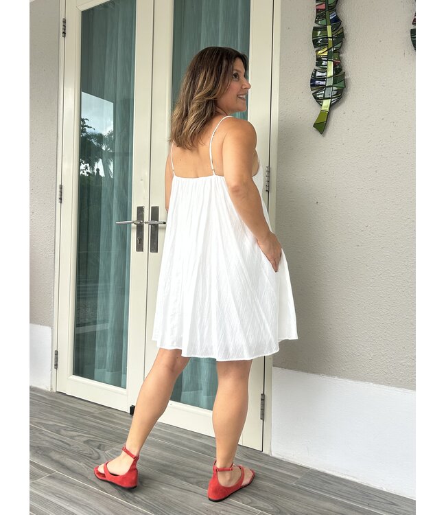 White Smocked Mini Dress
