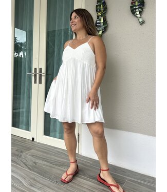 White Smocked Mini Dress