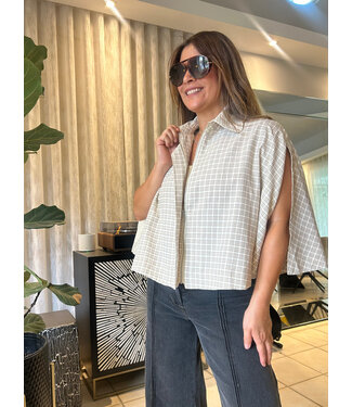Gingham Collared Poncho Top